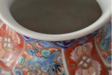 幕末〜明治　伊万里焼　花鳥図色絵花瓶一対(花器)(R-045304)