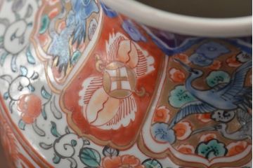 幕末〜明治　伊万里焼　花鳥図色絵花瓶一対(花器)(R-045304)