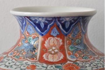 幕末〜明治　伊万里焼　花鳥図色絵花瓶一対(花器)(R-045304)