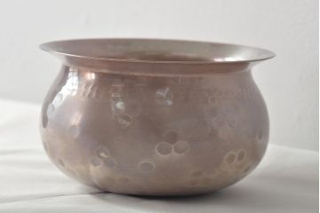 木村清雲　南鐐伝来建水　純銀　約353g　茶道具(R-045305)
