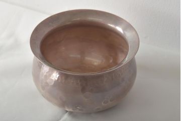 木村清雲　南鐐伝来建水　純銀　約353g　茶道具(R-045305)