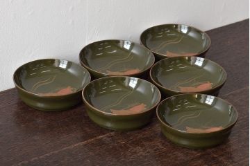 大正〜昭和初期　亀の図　蒔絵　木皿6枚セット(漆器小皿)(R-045316)