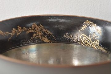 明治期　九谷松雲堂　八山画　金彩銀彩　盃洗一対(杯洗)(R-045317)