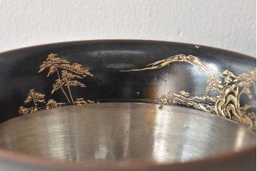 明治期　九谷松雲堂　八山画　金彩銀彩　盃洗一対(杯洗)(R-045317)