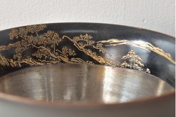 明治期　九谷松雲堂　八山画　金彩銀彩　盃洗一対(杯洗)(R-045317)