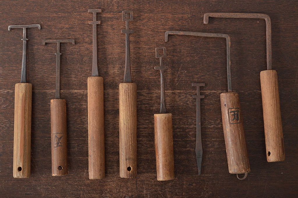 明治期　蔵の鍵8点(錠前、土蔵、かぎ、時代物)(R-045318)