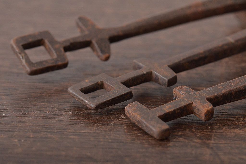 明治期　蔵の鍵8点(錠前、土蔵、かぎ、時代物)(R-045318)