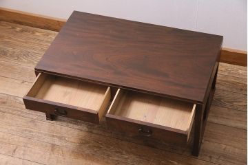 アンティーク家具　和製　大正昭和初期　総ケヤキ材　引き出し付き　品のある佇まいが魅力の文机(ローテーブル、座机)(R-045329)