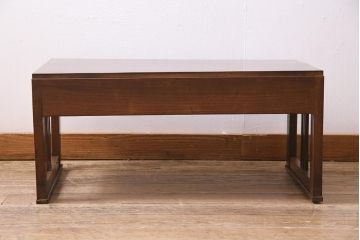アンティーク家具　和製　大正昭和初期　総ケヤキ材　引き出し付き　品のある佇まいが魅力の文机(ローテーブル、座机)(R-045329)
