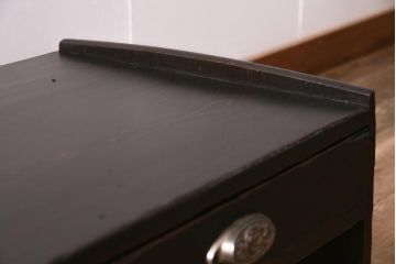 アンティーク家具　和製　明治大正期　ヒノキ材　引き出し付き　洋家具のような引手が目を引く文机(ローテーブル、座机)(R-045330)