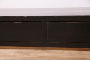 アンティーク家具　和製　明治大正期　ヒノキ材　引き出し付き　洋家具のような引手が目を引く文机(ローテーブル、座机)(R-045330)