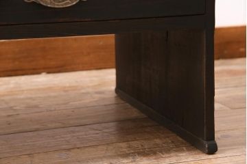 アンティーク家具　和製　明治大正期　ヒノキ材　引き出し付き　洋家具のような引手が目を引く文机(ローテーブル、座机)(R-045330)