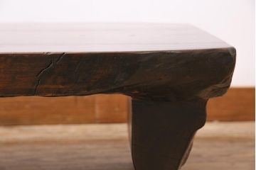 ビンテージ家具　昭和中期　総ケヤキ材　木の味わいをたっぷり味わえる座卓(センターテーブル、ローテーブル)(R-045342)