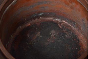 アンティーク雑貨　壱参五　丸いフォルムが趣溢れる桐火鉢(木製火鉢、鉢カバー)(R-045346)