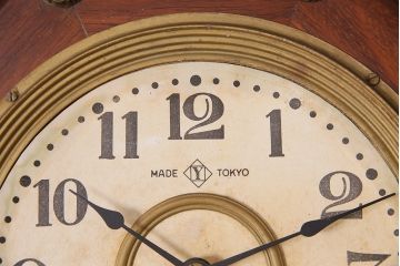 アンティーク時計　大正昭和初期　精工舎(SEIKOSHA、セイコー)　ゼンマイ式　珍しいガラス絵の八角柱時計(掛け時計)(R-045349)