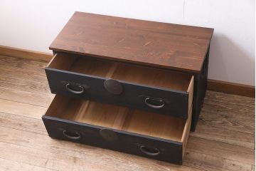 アンティーク家具　ペイントリメイク　明治大正期　モダンな雰囲気薫る箪笥ローボード(チェスト、引き出し、和箪笥、衣装タンス)(R-045350)