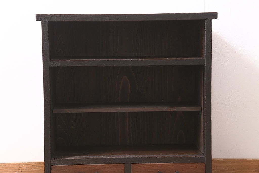 アンティーク家具　大正期　引き出し付き　小ぶりサイズ!和の雰囲気漂う戸棚(ガラスキャビネット、収納棚)(R-045351)