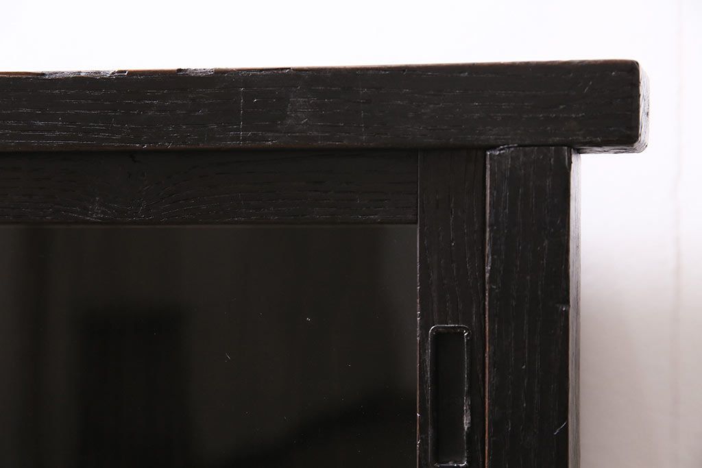 アンティーク家具　大正期　引き出し付き　小ぶりサイズ!和の雰囲気漂う戸棚(ガラスキャビネット、収納棚)(R-045351)