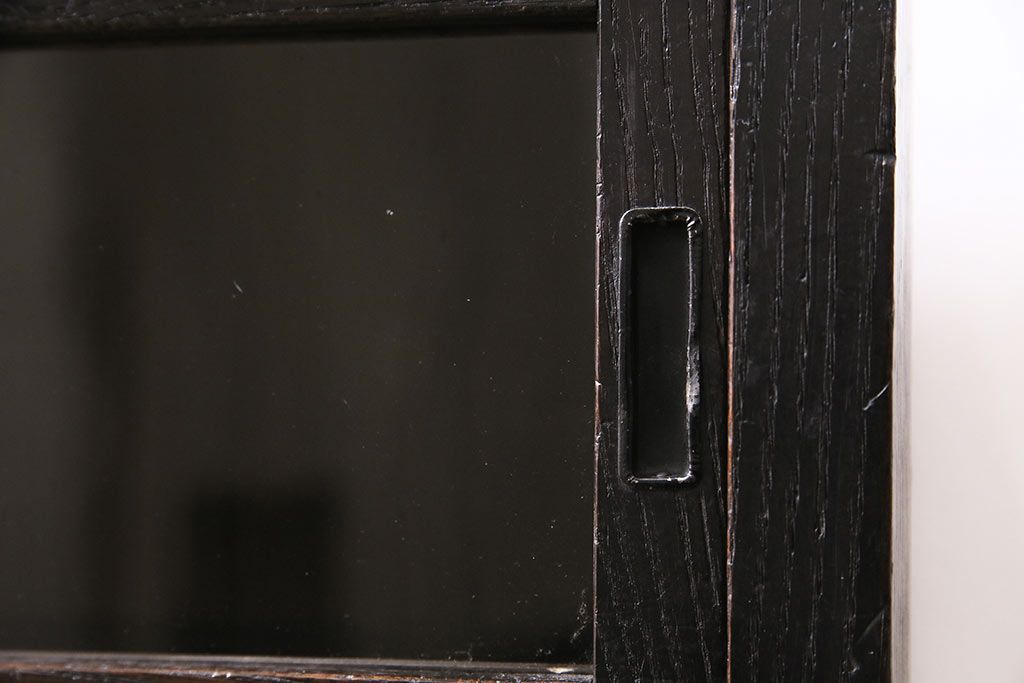 アンティーク家具　大正期　引き出し付き　小ぶりサイズ!和の雰囲気漂う戸棚(ガラスキャビネット、収納棚)(R-045351)