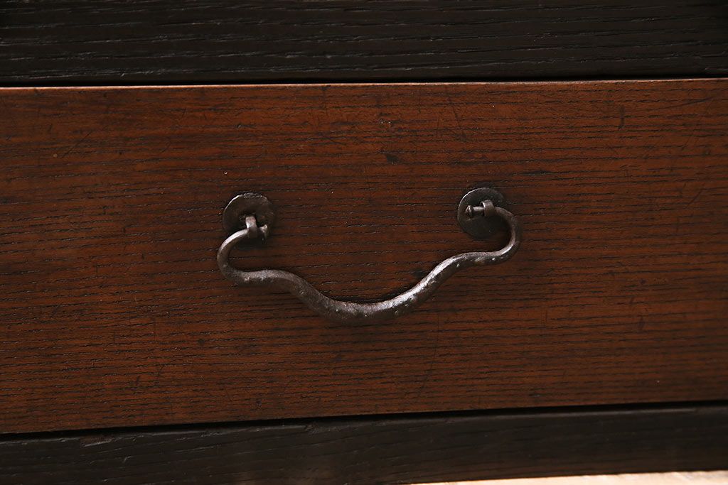 アンティーク家具　大正期　引き出し付き　小ぶりサイズ!和の雰囲気漂う戸棚(ガラスキャビネット、収納棚)(R-045351)