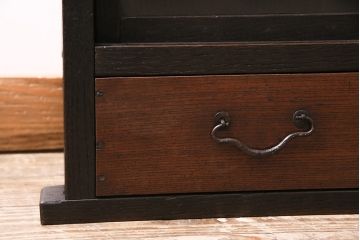 アンティーク家具　大正期　引き出し付き　小ぶりサイズ!和の雰囲気漂う戸棚(ガラスキャビネット、収納棚)(R-045351)