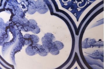 アンティーク雑貨　昭和初期　山水図　繊細に描かれた図柄が美しい瀬戸火鉢(鉢カバー)(R-045353)