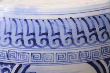 アンティーク雑貨　昭和初期　山水図　繊細に描かれた図柄が美しい瀬戸火鉢(鉢カバー)(R-045353)