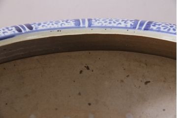 アンティーク雑貨　昭和初期　草花の図が空間を彩る瀬戸火鉢(鉢カバー)(R-045354)