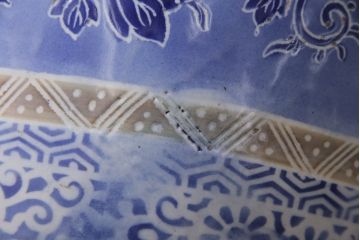 アンティーク雑貨　昭和初期　草花の図が空間を彩る瀬戸火鉢(鉢カバー)(R-045354)