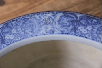 アンティーク雑貨　昭和初期　縁起物の図柄が目を惹く瀬戸火鉢(鉢カバー)(R-045355)