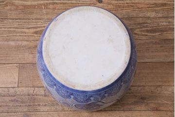 アンティーク雑貨　昭和初期　縁起物の図柄が目を惹く瀬戸火鉢(鉢カバー)(R-045355)