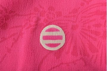 昭和初期　折鶴に花　錦紗縮緬　子供着物(正絹、古布)(R-045365)