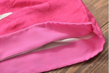 昭和初期　折鶴に花　錦紗縮緬　子供着物(正絹、古布)(R-045365)