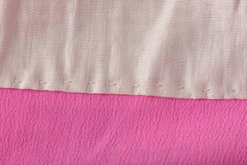 昭和初期　折鶴に花　錦紗縮緬　子供着物(正絹、古布)(R-045365)