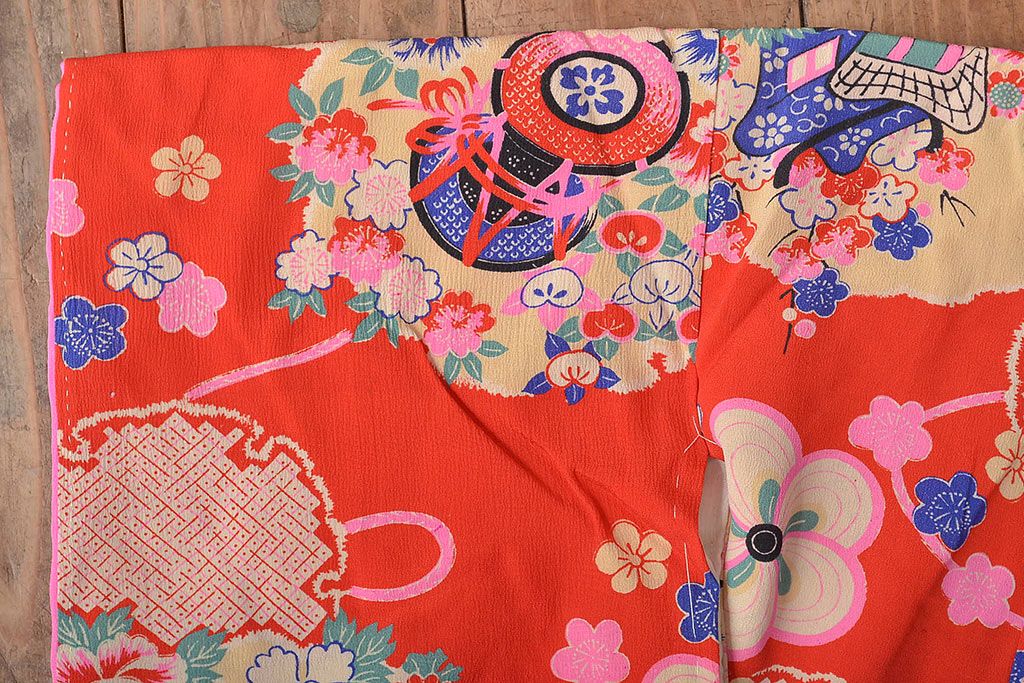 大正〜昭和初期　女児晴れ着　錦紗縮緬　人形の着物にも 大正〜昭和初期 女児晴れ着 錦紗縮緬 人形の着物にも