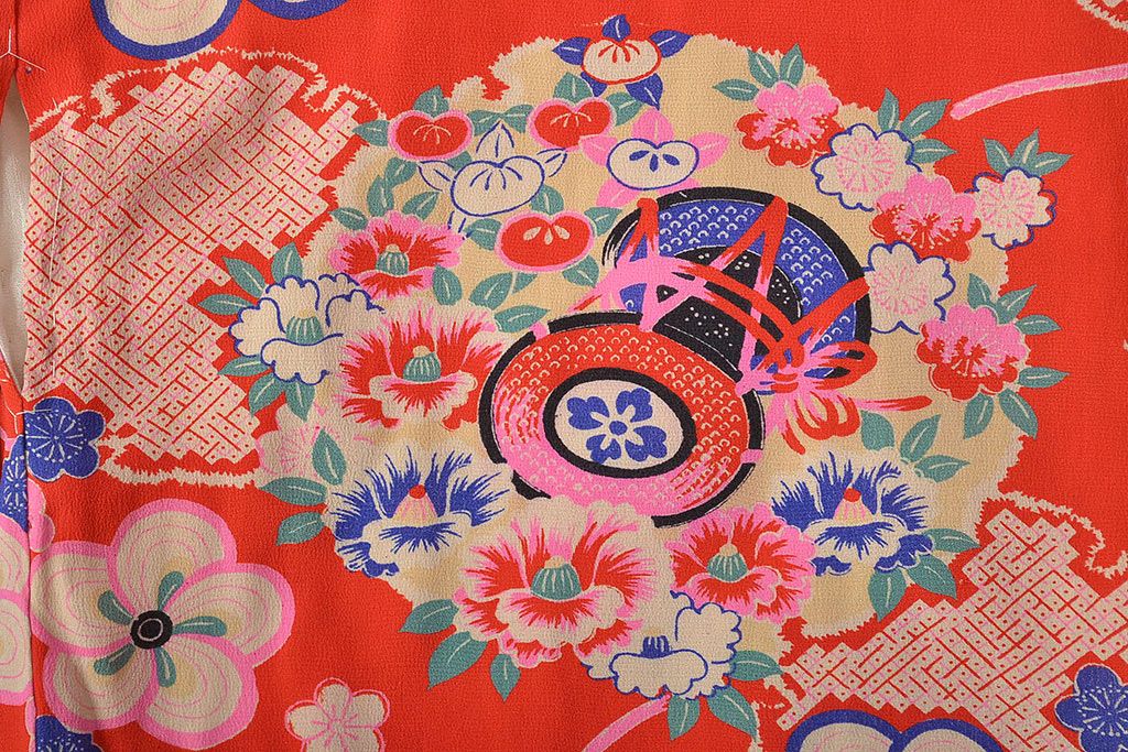 子供着物☆錦紗縮緬☆アンティーク着物☆正絹 公式】アンティーク家具ラフジュ工房商品詳細ページ昭和初期 花