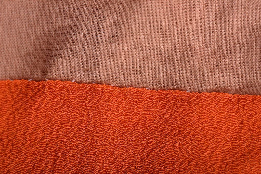 大正〜昭和初期　花柄　背抜き縮緬着物(正絹、古布)(R-045367)