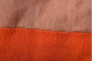 大正〜昭和初期　花柄　背抜き縮緬着物(正絹、古布)(R-045367)