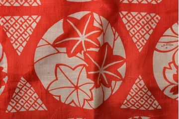 大正〜昭和初期　花柄　背抜き縮緬着物(正絹、古布)(R-045367)