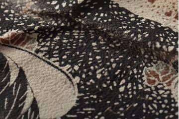 アンティーク着物　大正〜昭和初期　鶴丸柄　縮緬着物(正絹、古布)(R-045370)