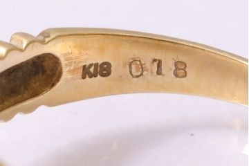 ヴィンテージアクセサリー　K18　ゴールド　ピンククリスタル風のリング(指輪、ビンテージ)(R-045384)