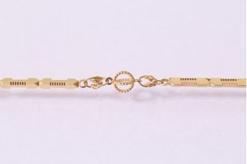 ヴィンテージアクセサリー　K18　細かなデザインのゴールドチェーンネックレス(ビンテージ)(R-045388)