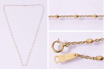 ヴィンテージアクセサリー　K18　多面カットのゴールドチェーンネックレス(ビンテージ)(R-045389)