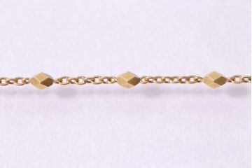 ヴィンテージアクセサリー　K18　多面カットのゴールドチェーンネックレス(ビンテージ)(R-045389)