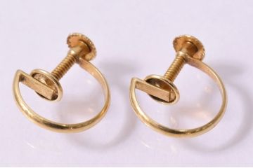 ヴィンテージアクセサリー　K18　ゴールド　シンプルでおしゃれなビンテージイヤリング(R-045393)