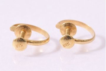 ヴィンテージアクセサリー　K18　ゴールド　シンプルでおしゃれなビンテージイヤリング(R-045393)