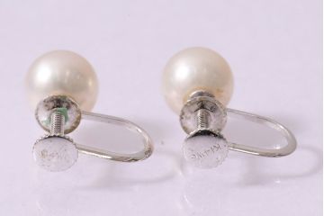 ヴィンテージアクセサリー　K14WG　ホワイトゴールド　ビンテージパールイヤリング(R-045394)