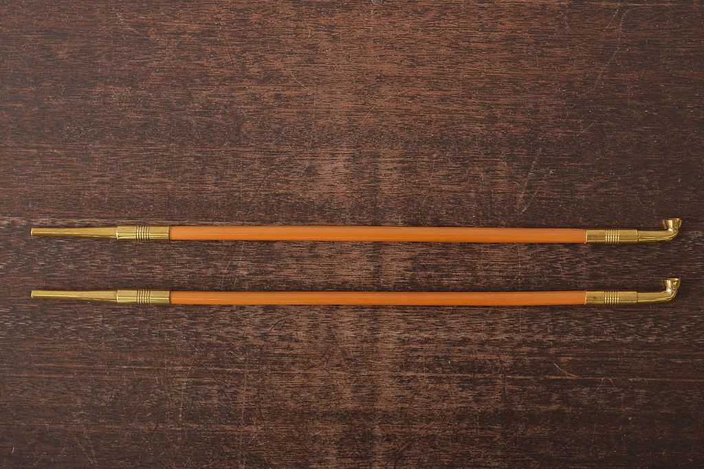 木村清斎　即中斎好写煙管一双　木村清五郎(清雲)　如心斎好写南鐐煙管一双　2点セット(R-045402)