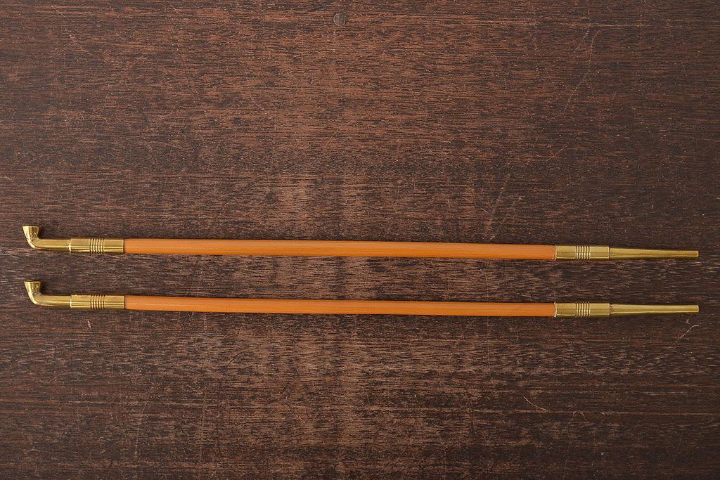 木村清斎　即中斎好写煙管一双　木村清五郎(清雲)　如心斎好写南鐐煙管一双　2点セット(R-045402)