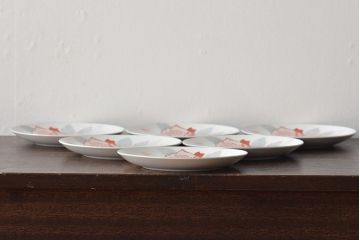 戦前　東洋陶器　薔薇柄　ケーキ皿6枚(TOTO、バラ、プレート)(R-045403)